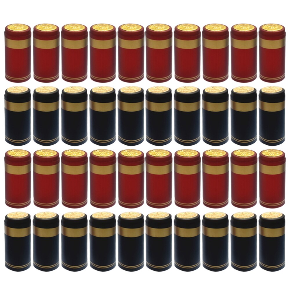 100Pcs Krimpkous Capsules Wijn Fles Capsules Wijn Krimpkous Cap Wijn Krimpfolie Wrap Voor Rechte Mond Fles (Rood,