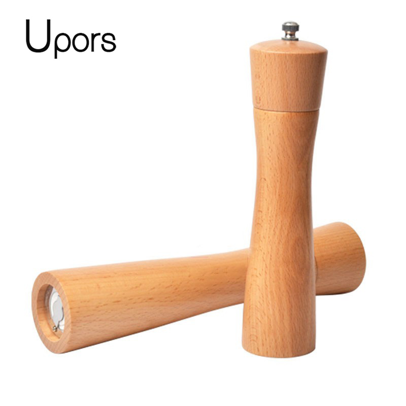 UPORS natura drewno młyn solny instrukcja młynek robić soli i pieprzu ruch ręczny młynek robić przypraw z ceramicznymi gadżetami kuchennymi 8/10 Cal