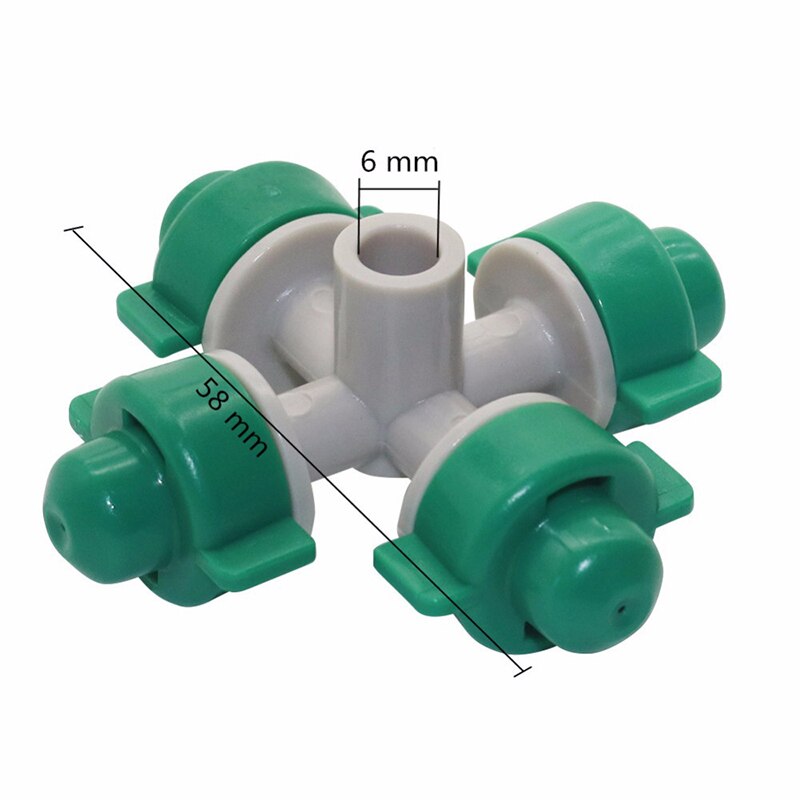 4-heads Atomized Nozzle Agriculture Greenhouse Sprinkler Irrigation 6 mm Interface Water Mist Spray Nozzles Plastic 5 Pcs