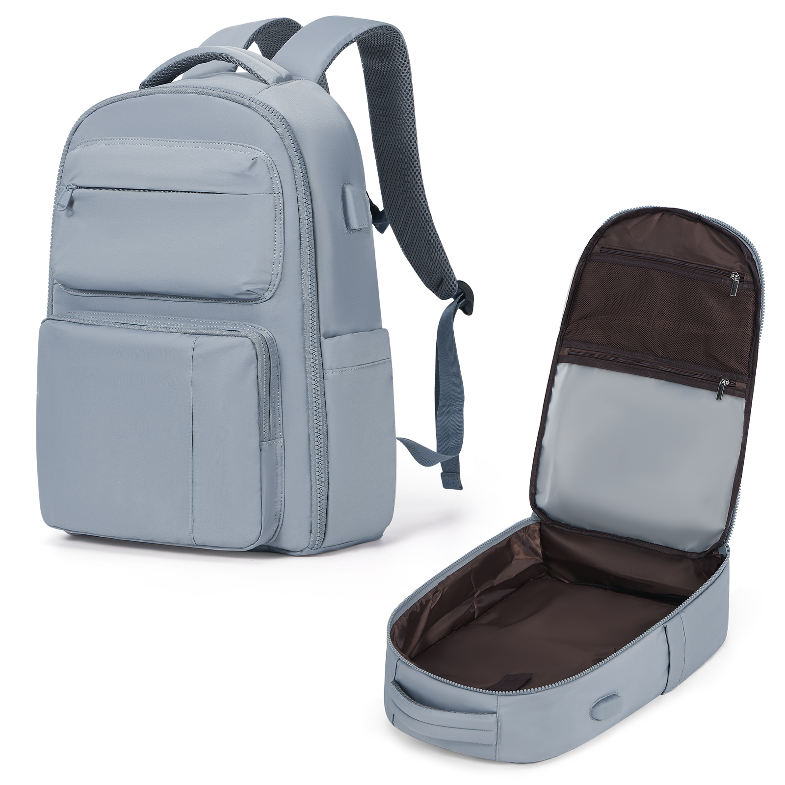 Mochila para ordenador portátil para hombre y mujer, morral de viaje impermeable con USB de 15,6 pulgadas, morral de negocios para adolescentes, morral escolar para Universidad: Azul cielo