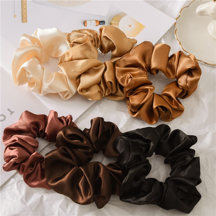 Women Satin Silk Hair Tie Elastic Scrunchies Ponytail Holder Hair Rope Rings Christmas Hair Accessories