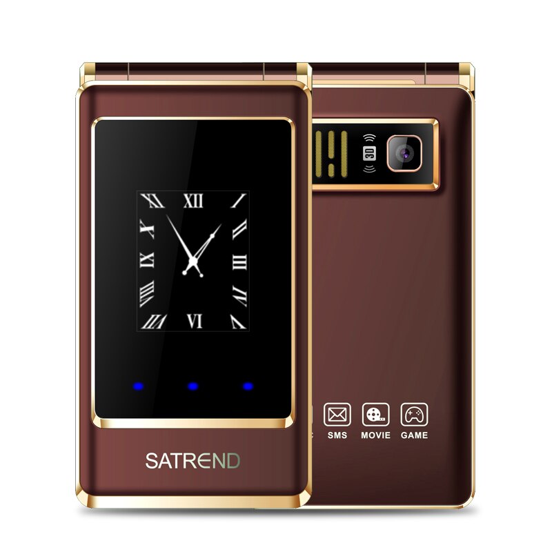 Uniwa  a15 senior stor trykknap telefon dual screen dual sim gsm flip mobiltelefon russisk hebraisk tastatur clamshell mobiltelefon: Hebraisk tastatur / Kaffe