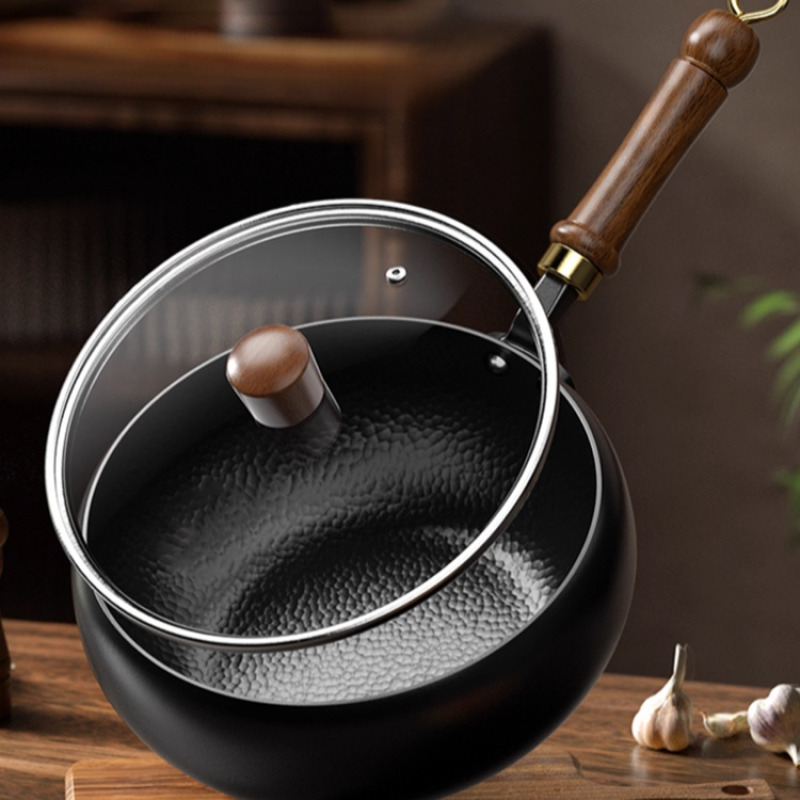 Uncoated Big Belly Pot Hand-Made Iron Pot Household Cooking Pot Non-Stick Pot Kitchen Gas Stove Induction Cooker Universal