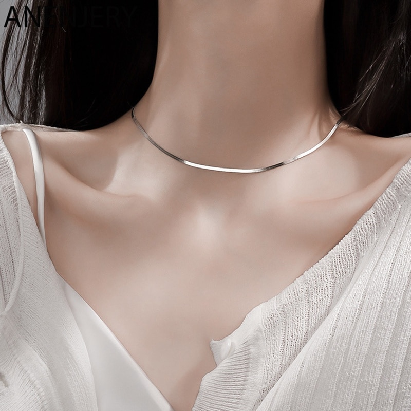 Visgraat Snake Chain Choker Ketting Goud Kleur Voor Vrouwen Sleutelbeen Keten Ketting