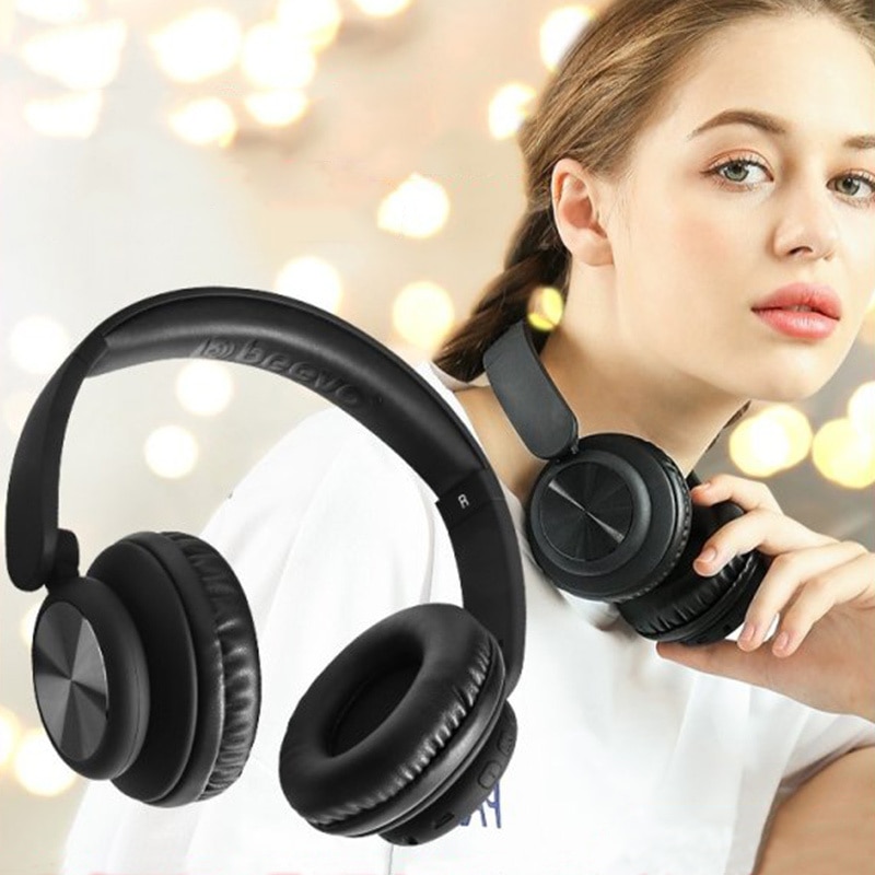 BEEVO Bluetooth 5.0 Headphone Wireless Headset Over-ear Noise Canceling Head-mounted Earphone Gaming Headset For PC Mobile Phone