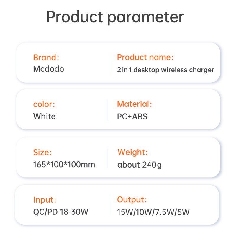 Mcdodo 2 in magnetisches kabelloses desktop-ladegerät für iphone 13, 12 pro max 1 airpods, headset und smartphone 15w schnellladefunktion