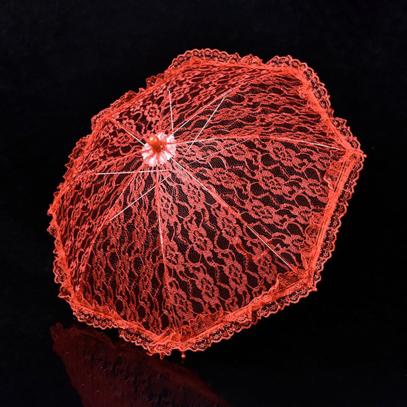 Events Umbrella Lace Wedding Shooting Parasol Umbrella Lady Costume Accessory Bridal Photo Props: 51237 red