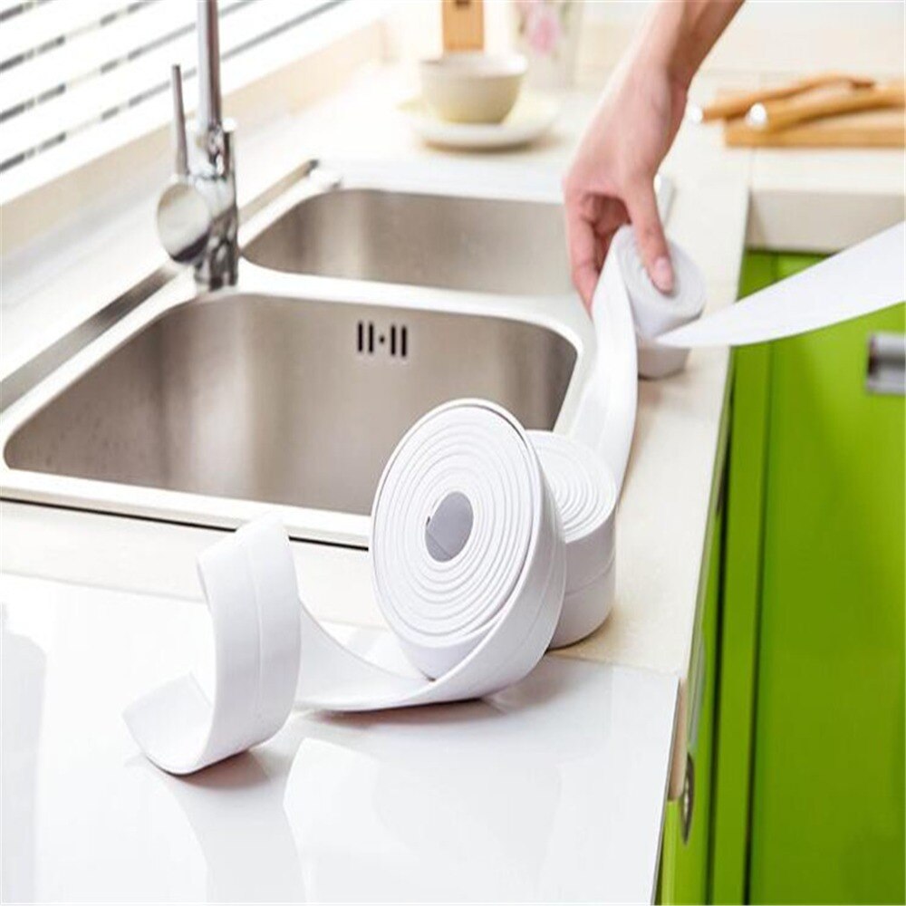 Badeværelse køkken brusebad vandtæt formtæt tape vask bad forsegling strip tape selvklæbende vandtæt klæbende gips