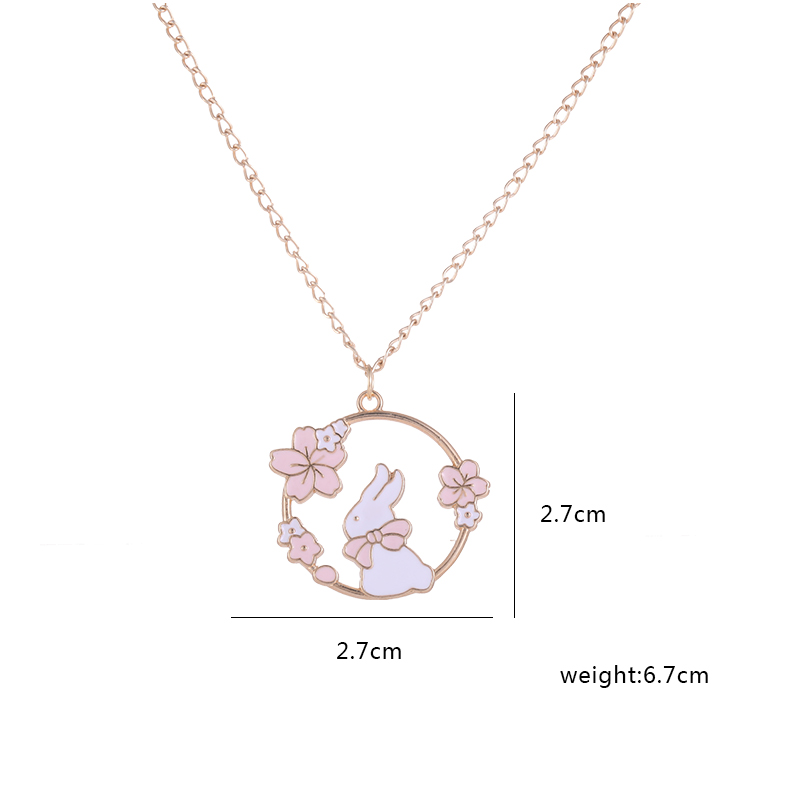 créative Sakura lapin chat collier mignon dessin animé guirlande pendentif dames bijoux accessoires colliers rose
