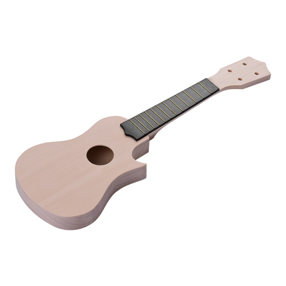 21 Inch Unfinished DIY Ukulele Ukelele Uke Kit Composite Board Body Basswood Neck Plastic Fingerboard Bridge Nylon Strings