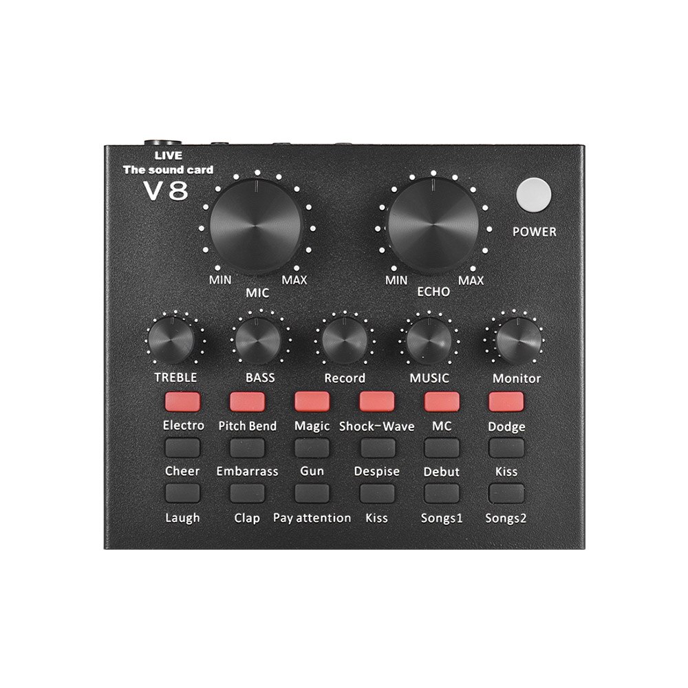 Compact External Sound Card Audio Mixing USB Audio Interface BT Connection Multiple Sound Effects Built-in Rechargeable Battery