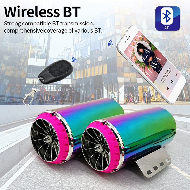 Motorcycle Electric Car Audio Sound System Bluetooth Stereo Speakers Music Player Remote Control Waterproof 12V