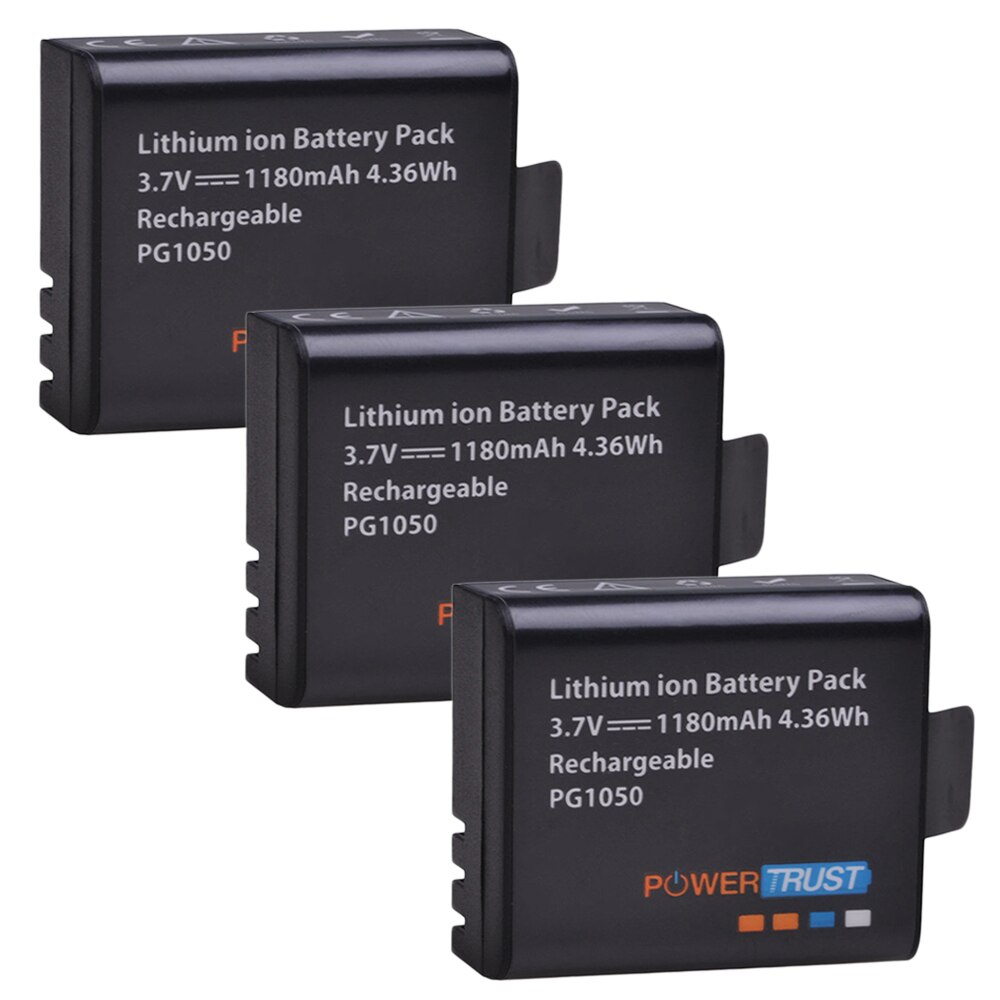 4x PG1050 1180mAh baterías + LCD cargador de batería con USB doble para SJCAM SJ4000 M10 SJ5000 SJ5000X para EKEN H9 H9R H8R H8 GIT PG900: 3Battery