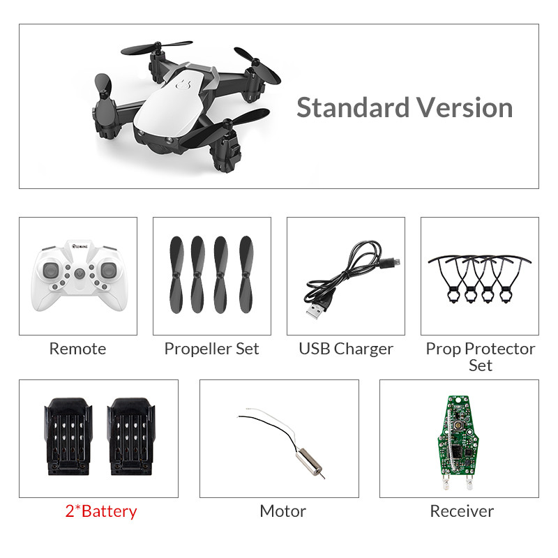 Eachine E61 Mini Drone Hight Hold Mode RC Quadcopter RTF WiFi FPV Foldable Helicopter VS HS210: whitestandard2batter