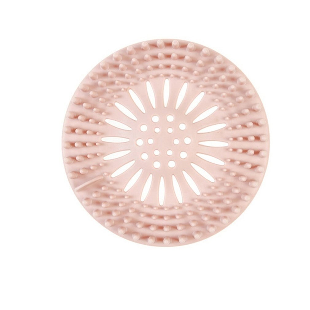 Runde gulvafløbsmåtte dækselpropp vandfilter brusebadafdækning vaske filter filter hårpropp til badeværelse køkken: Lyserød
