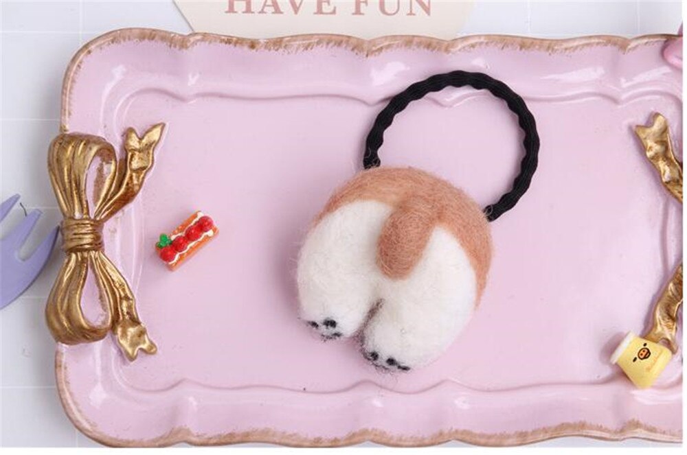 Lolita-broche de Corgi Ass para niña, Broche de fieltro de lana, Clip LATERAL, círculo para el pelo, accesorios para el cabello, D165: hair circle