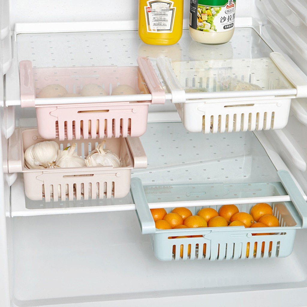 1/2/4PCS Fridge Food Organizer Adjustable Storage Rack Organizer Storage Drawer Container Refrigerator Box Rack Storage Shelf