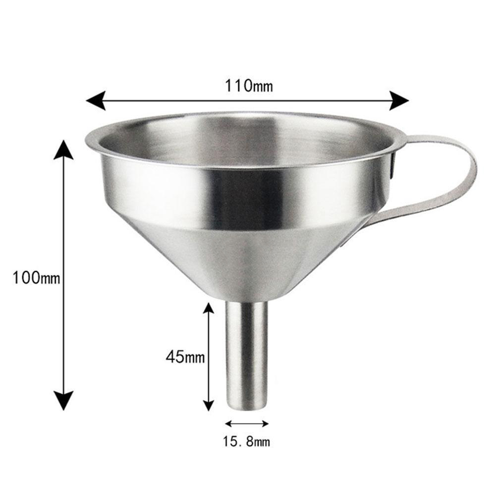 1 x rustfrit stål køkken mini tragt lille mund til vin olie påfyldning spiritus flaske dåse køkken køkkenredskaber filter lækage: 11cm