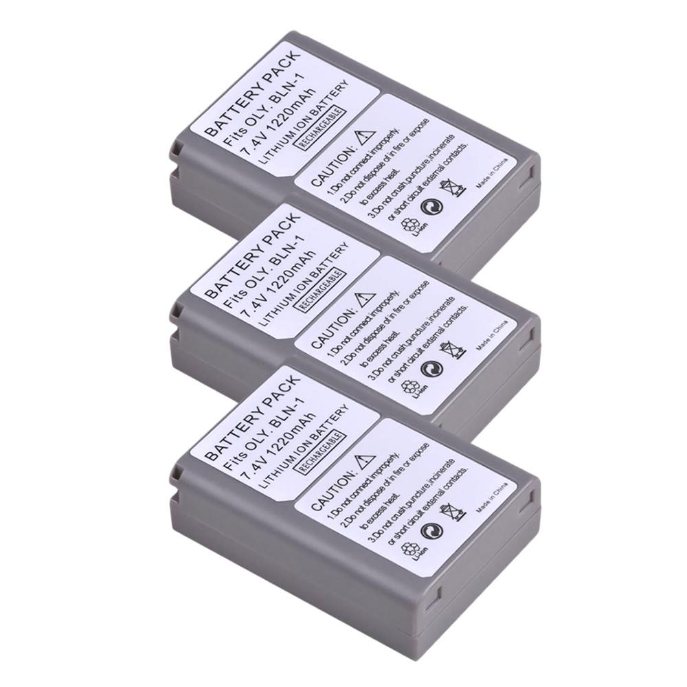 2x BLN-1 Ps BLN1 PS-BLN1 Batterij + Led Ingebouwde Usb Dual Charger Voor Olympus OM-D E-M1, olympus Pen F, OM-D E-M5, Pen E-P5, OM-D: 3Pcs