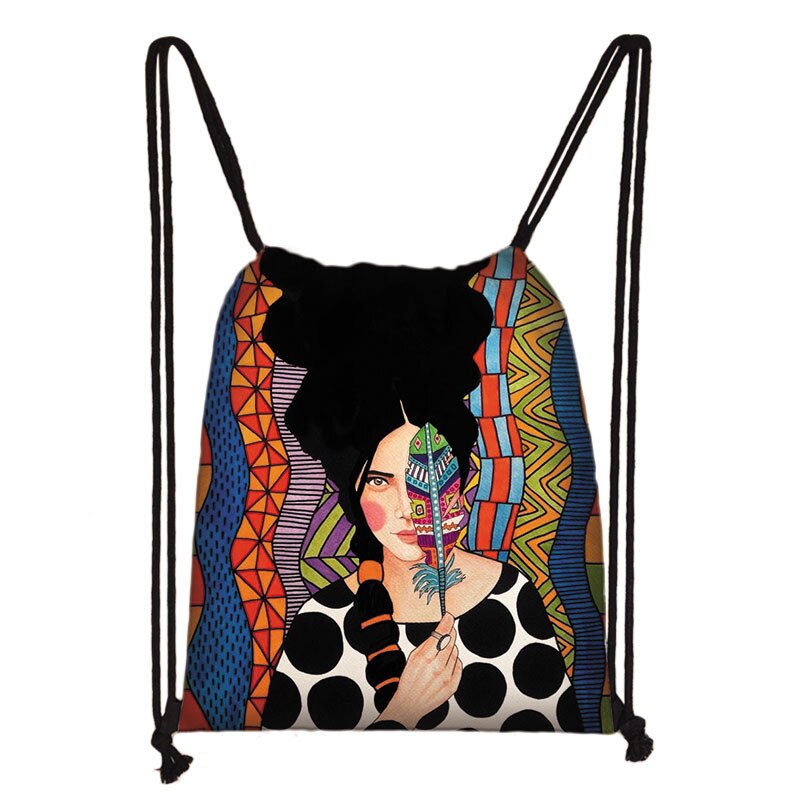 Retro Europese Olieverf Meisjes Tasje Mooie Bloemen Touw Zakken Meisjes Draagbare Rugzak Unisex Reizen Boodschappentassen: skd-painting02