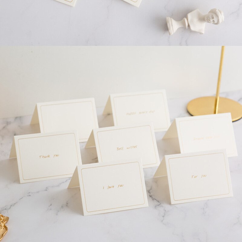 10pcs Handwriting White Simple Party Foldable Greeting Card Thank you Best Whises For You Leave a Message Letter Paper Cards