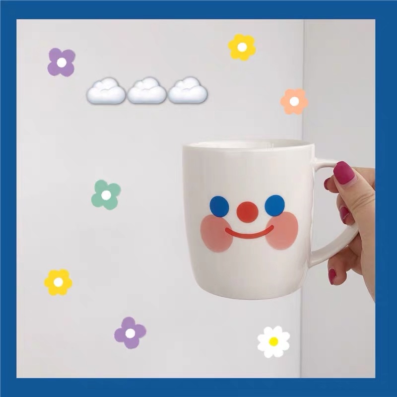 Cloud Smile Face Ceramic Mug Cartoon White Coffee Tea Milk Cups with Handle 320ML Novelty Birthday Mugs