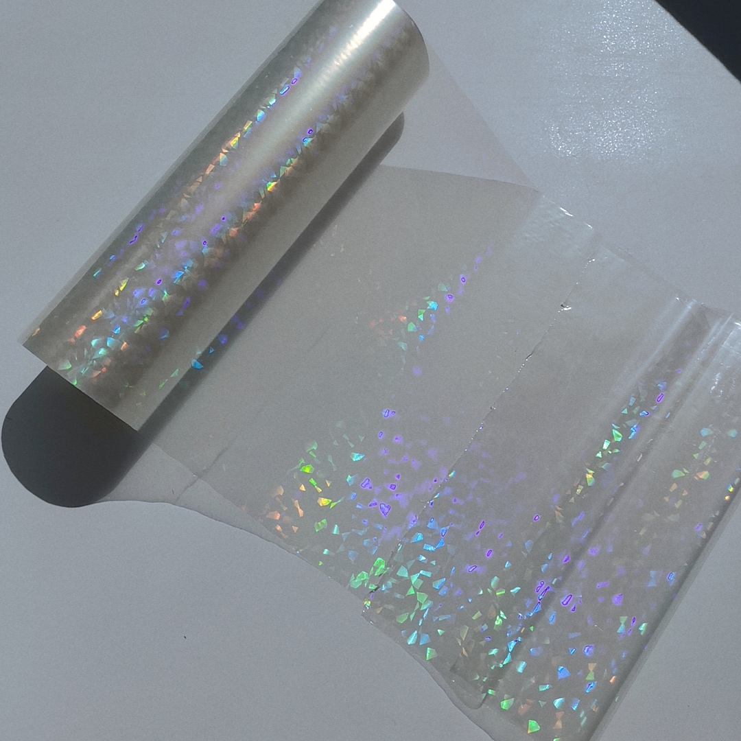 Broken Glasses Holographic Plain Transparent Stamping Foil On Paper or Plastic (21cm)8.4&quot; X 120m/Lot DIY Package Box