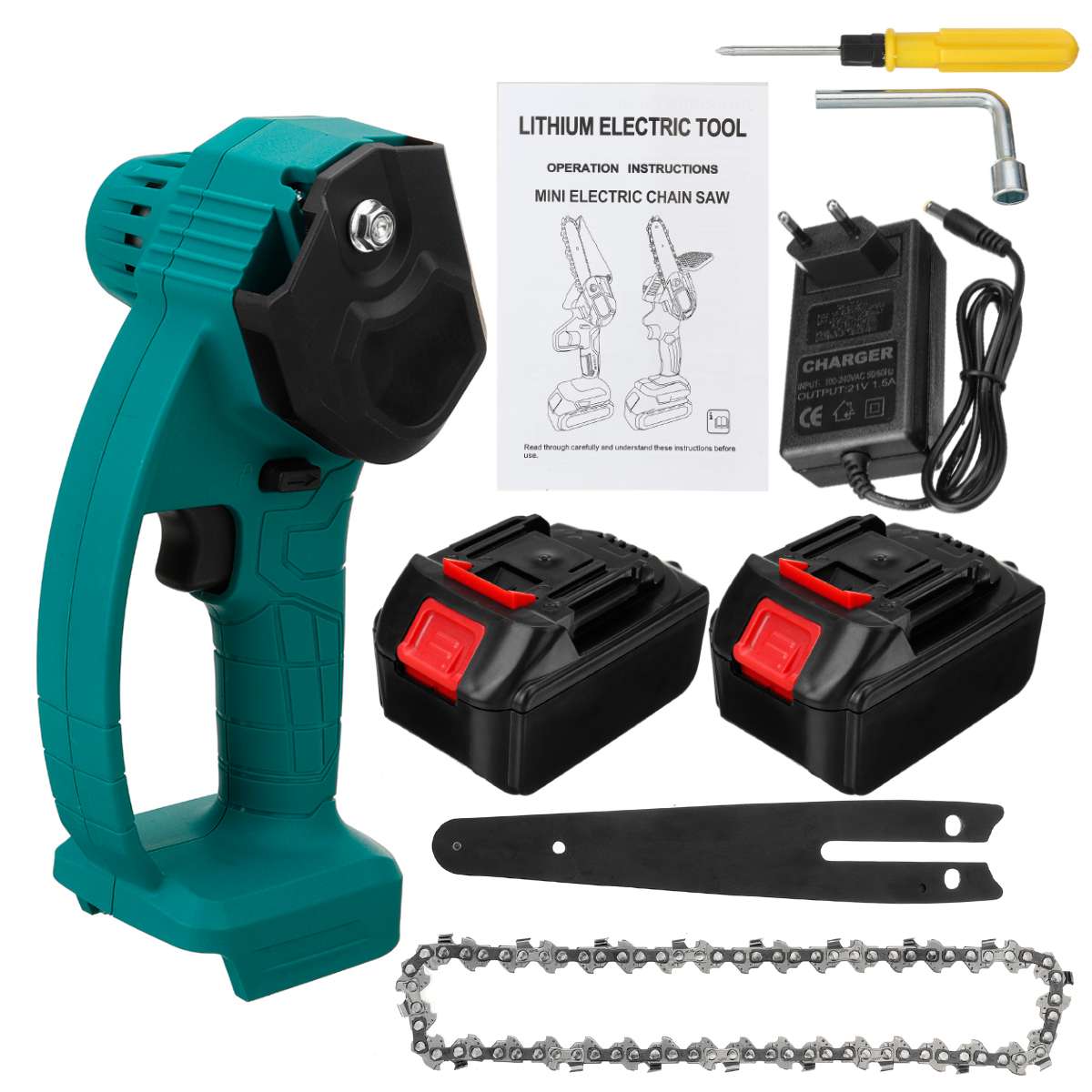 6 Inch 2400W Elektrische Kettingzaag Mini Elektrische Kettingzaag Snoerloze Elektrische Snoeizaag Draagbare Elektrische Zaag 68V / 98V Eu Plug