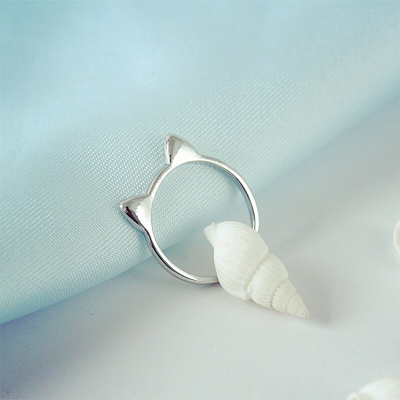 Zyzq Trendy Romantische Leuke Kat Open Ringen Verzilverd Accessoires Voor Vriendin Met Cat Ear