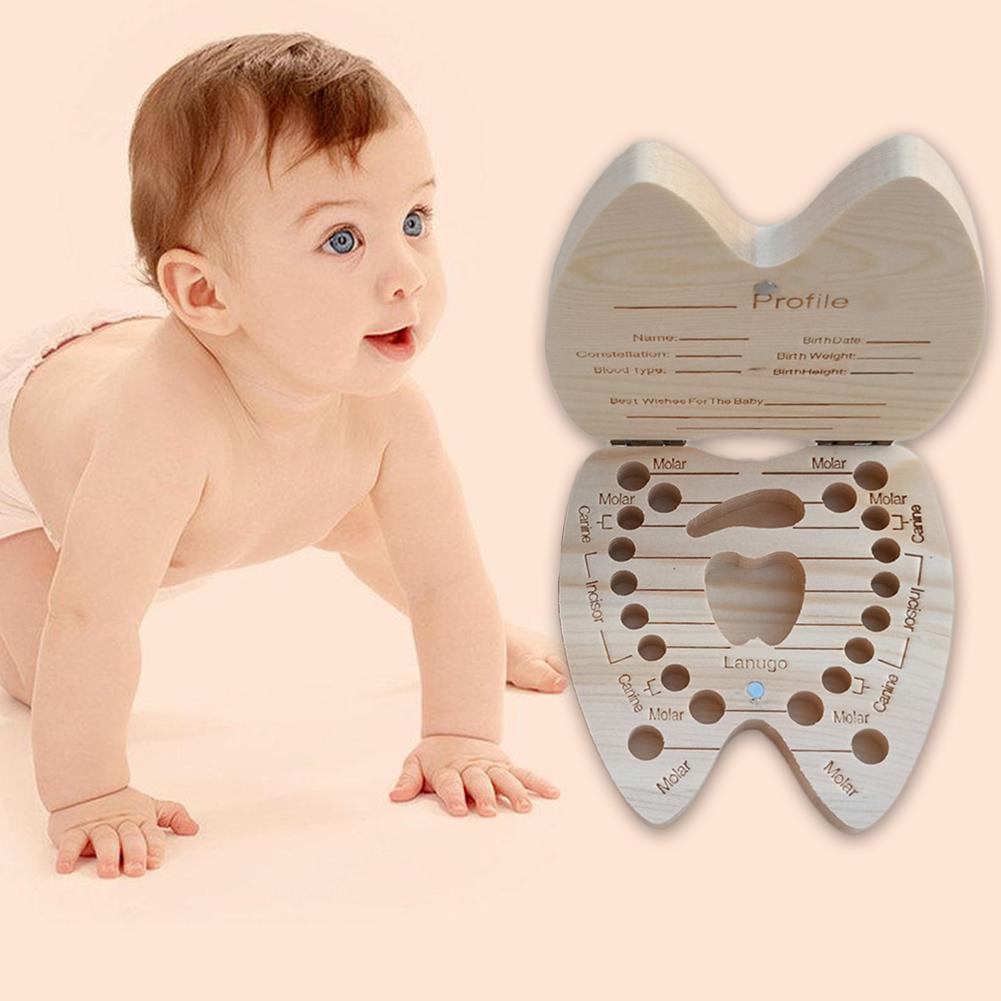 Baby Tand Doos Engels Houten Melk Tanden Organizer Baby Souvenirs Meisjes Opslag Jongens J9G0