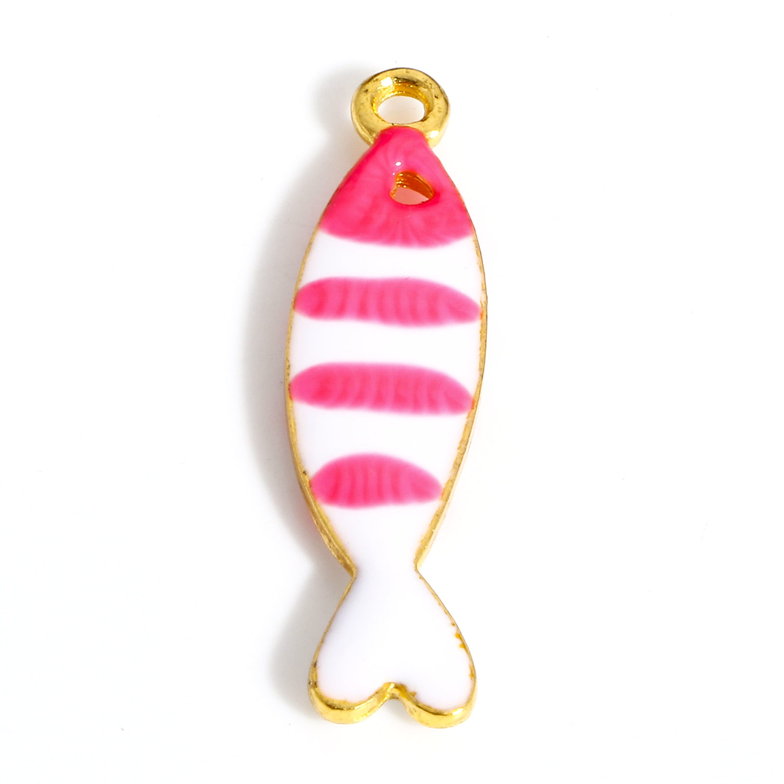 Dijes de pez de aleación de doble cara esmaltados, lentejuelas, peces, colgantes para pendientes Diy, collar, hallazgos para hacer joyas, 26x7mm, 5 piezas: Rodio plateado