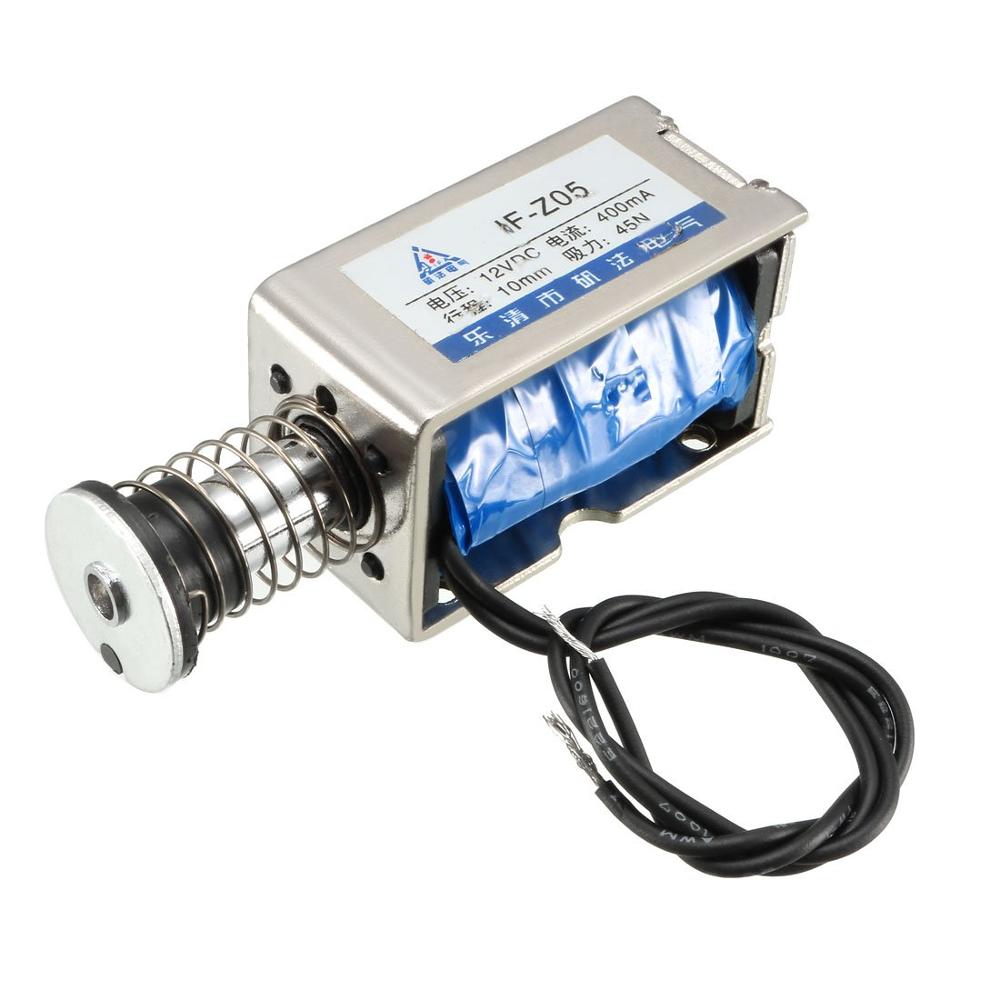 JF-Z05 Solenoid Electromagnet DC12V/24V 400mA 10mm Stroke 45N 4.5Kg 9.9LB Force Open Frame Type