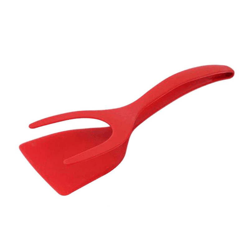 2 In 1 Egg Tong Barbecue Pancake Egg Clamp Bread Omelet Egg Spatula Kitchen Utensils Grip Flip Shovel Cooking Tool: Red