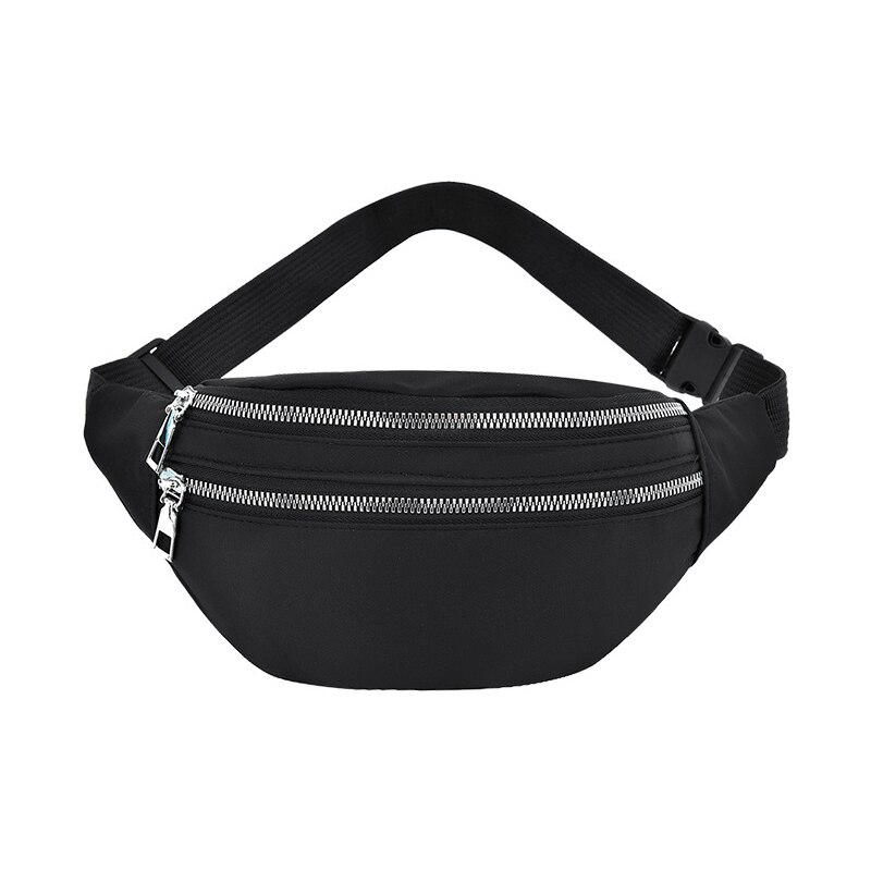 Sacos de cintura para mulheres moda fanny pacote poliéster banana saco à prova dwaterproof água hip bum saco para compras andando viajar esportes: Black