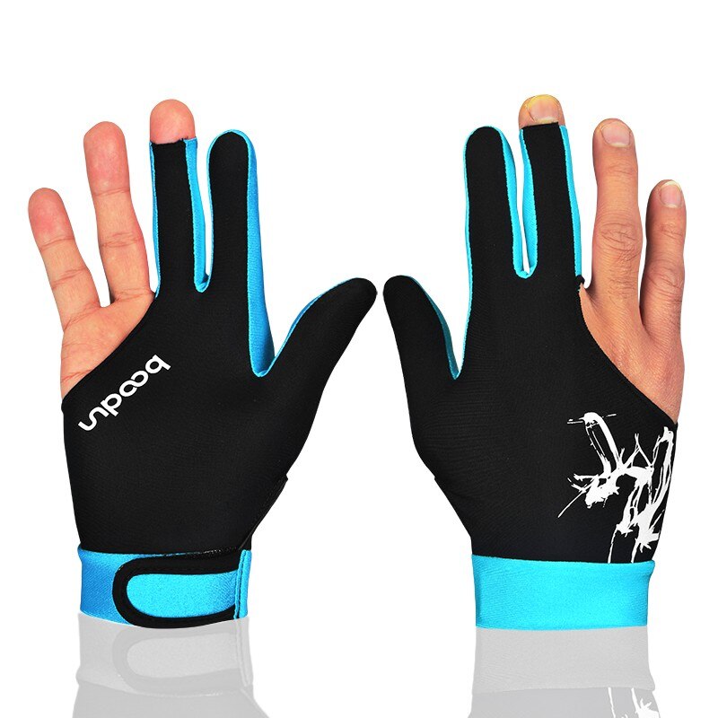 Guante de LICRA elástica Unisex, accesorio deportivo con 3 dedos, ideal para los tiradores de billar, Carom, Pool, Snooker, taco, para mano derecha o izquierda, 1 unidad: sky blue / l