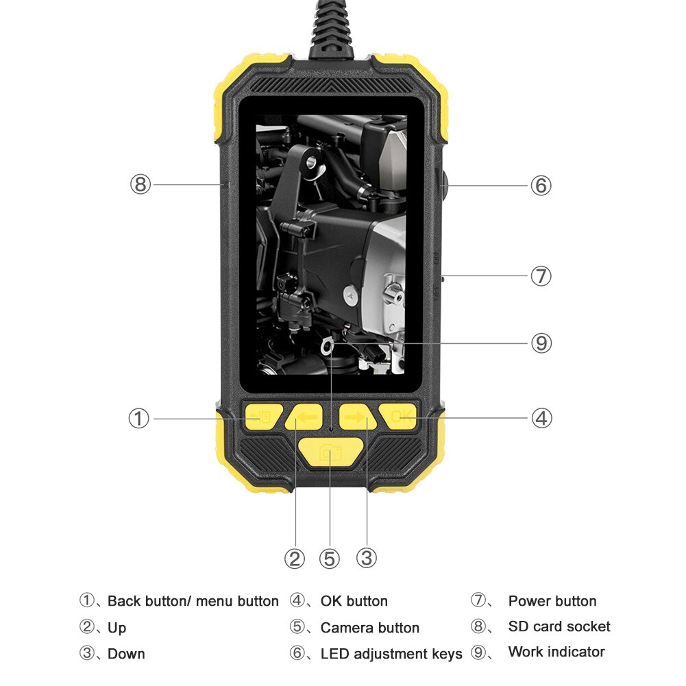Caméra endoscopique industrielle Flexible étanche 4.3 P HD, écran IPS de 1080 pouces, Anti-chute, 6led, Rechargeable par USB, pour l'inspection