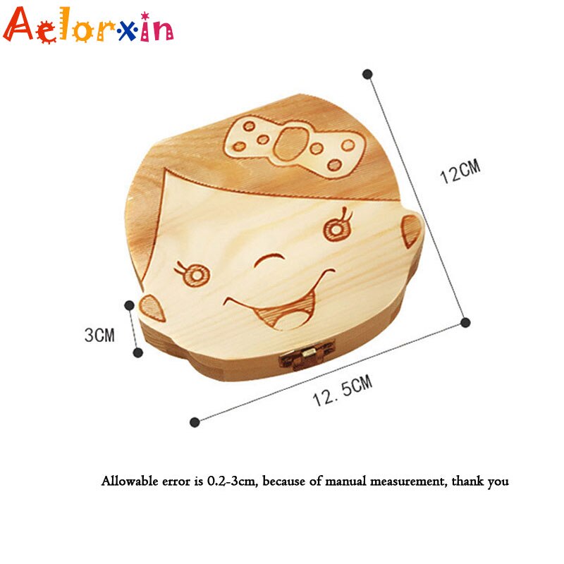 Engels/Spaans/Frans/Russisch/Italiaans Tand Baby Doos Houten Melk Tanden Doos In Spaans in-Engels Box Voor Baby