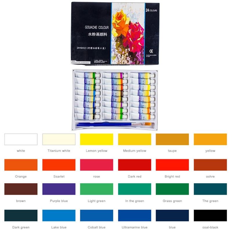 12/18/24 Color Set of Art Watercolor Paint 5ml Tubes Rich Vivid Colors for Artists Students