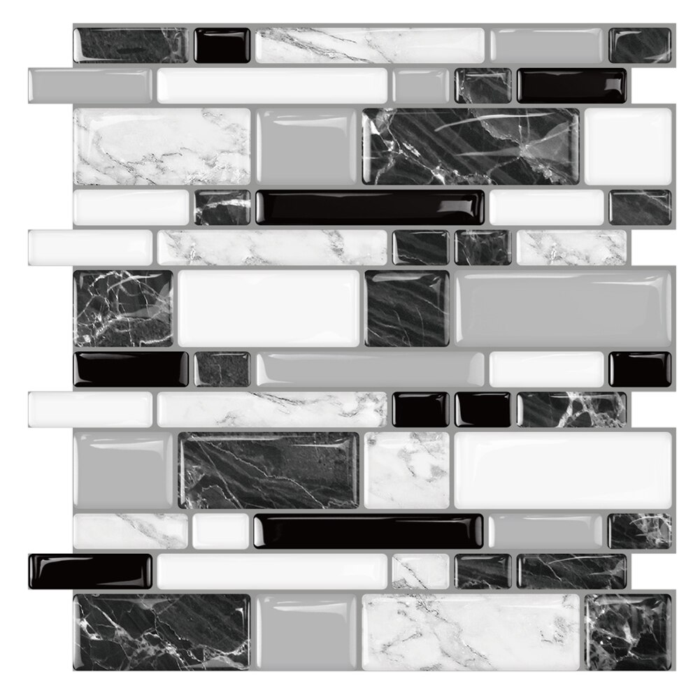 HomeyMosaic Peel and Stick Backsplash Tile for Kitchen,12"x12" 3D Wall Vinyl Stickers Subway Panel Marble: Style 1 / 5 sheets