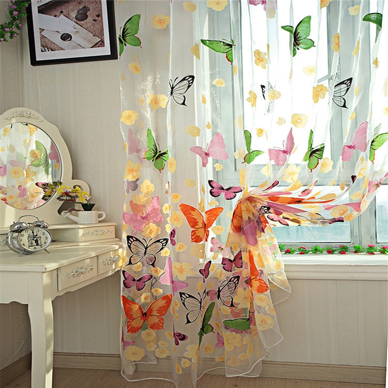 200cm x 100 cm sommerfugletryk rene vinduespanel gardiner rumdeler til stue soveværelse køkken værelse