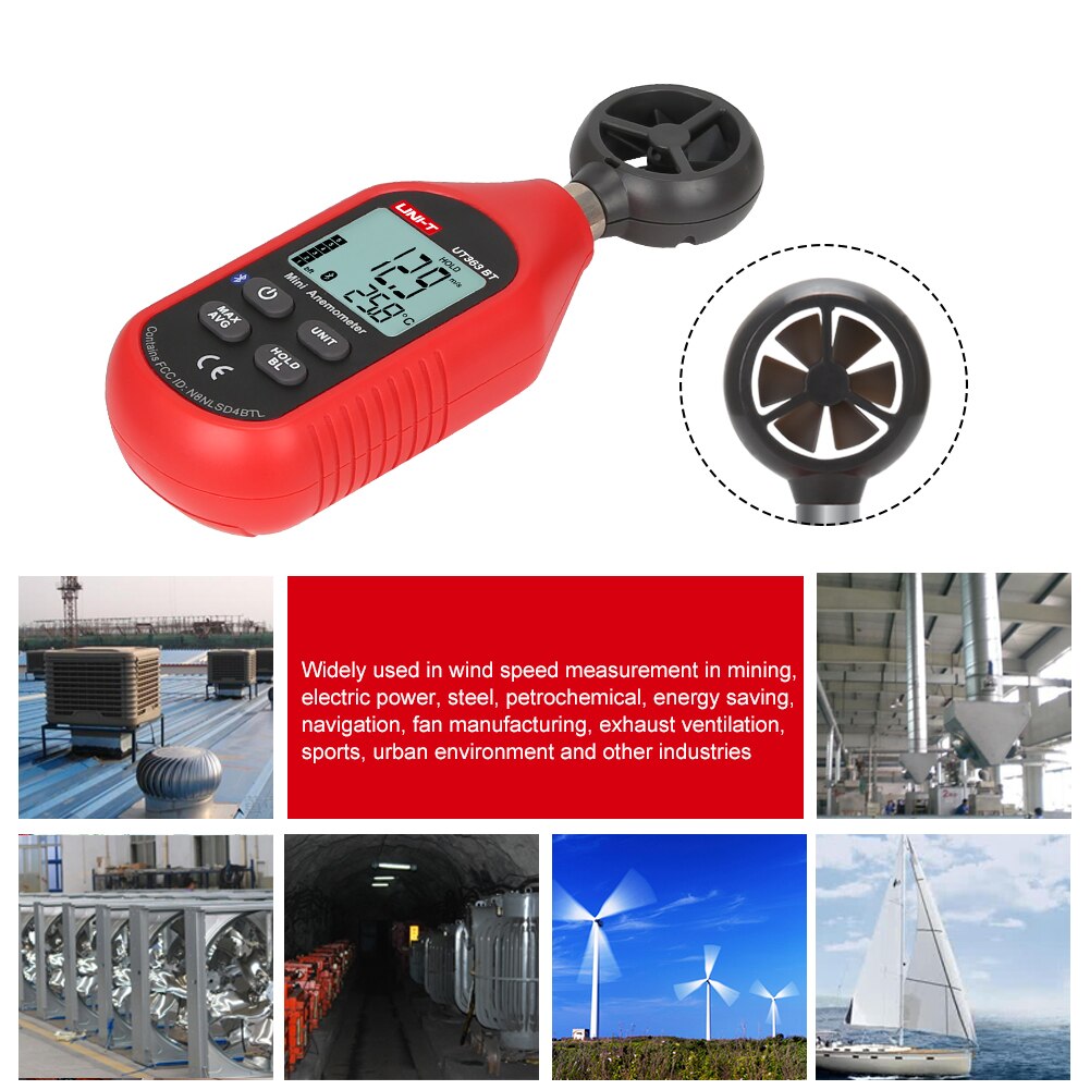 Lcd-scherm Bluetooth Wind Meter Met Thermometer Backlight Mini Batterij Aangedreven Zeilen Digitale Anemometer Windsurfen