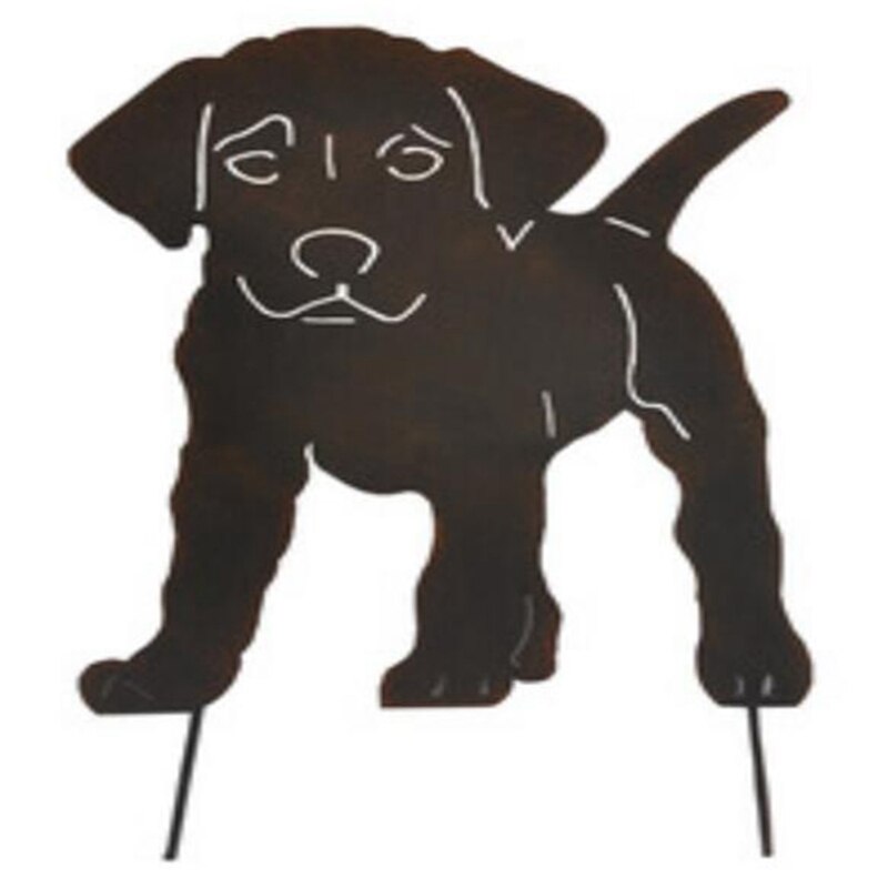 Decoratieve Tuin Plug-In Decor Roest Puppy Bakje Stijlvolle Metalen Bloem Bakje Voor Gazon Tuin