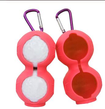 2 st karbinhake golfbollar skydda fodralhållare dubbelt skydd silikonfodral golfbollsfodral golf fitness sporttillbehör: Röd
