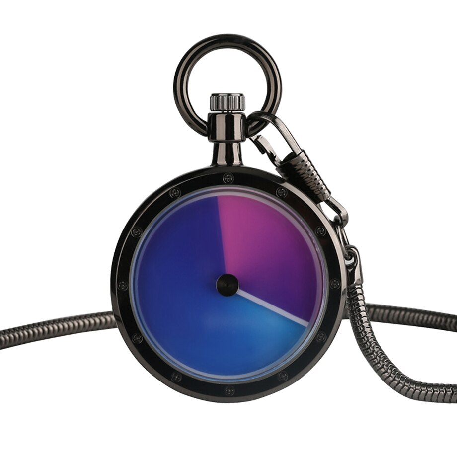 Cool Blue Purple Face Quartz Pocket Watches with Serpentine Waist Chain Fob Watch for Women Men