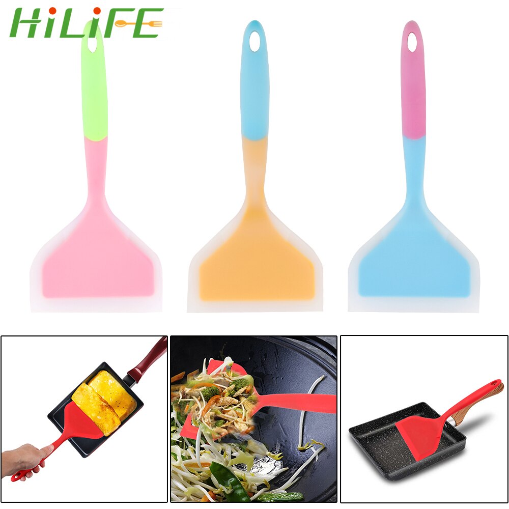 HILIFE Kitchen Tools High Temperature Resistance Silicone Spatula Wide Pizza Shovel Non-stick Turners Cooking Utensils