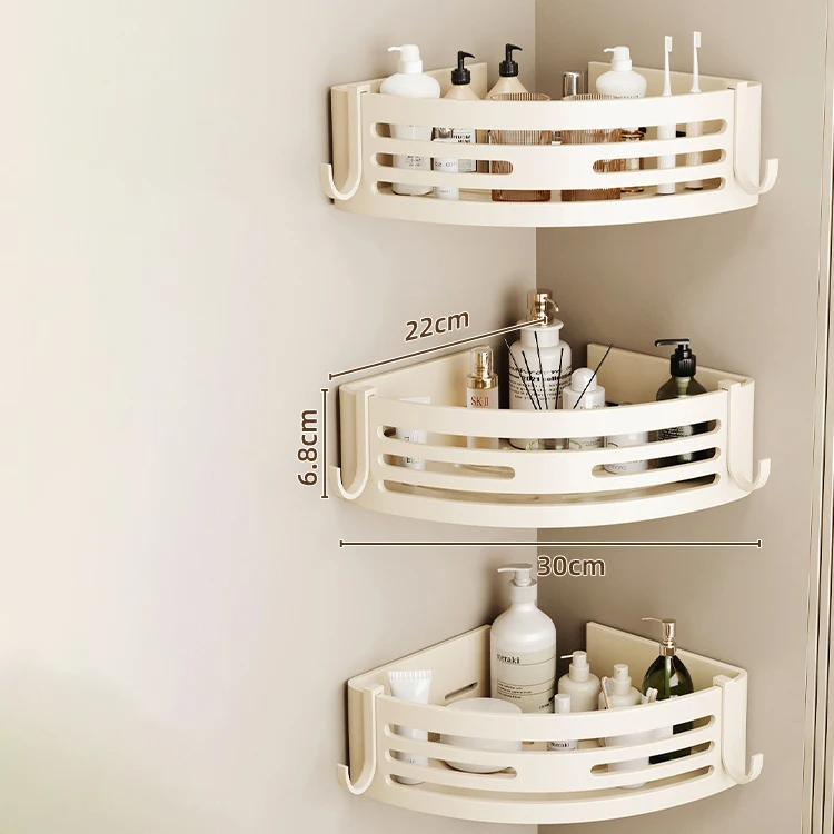 Bathroom Rack Without Punching Wall-Mounted Corner Rack Space Aluminum Bathroom Organizer Storage Rack Bathroom Kitchen Bathroom: Burgundy