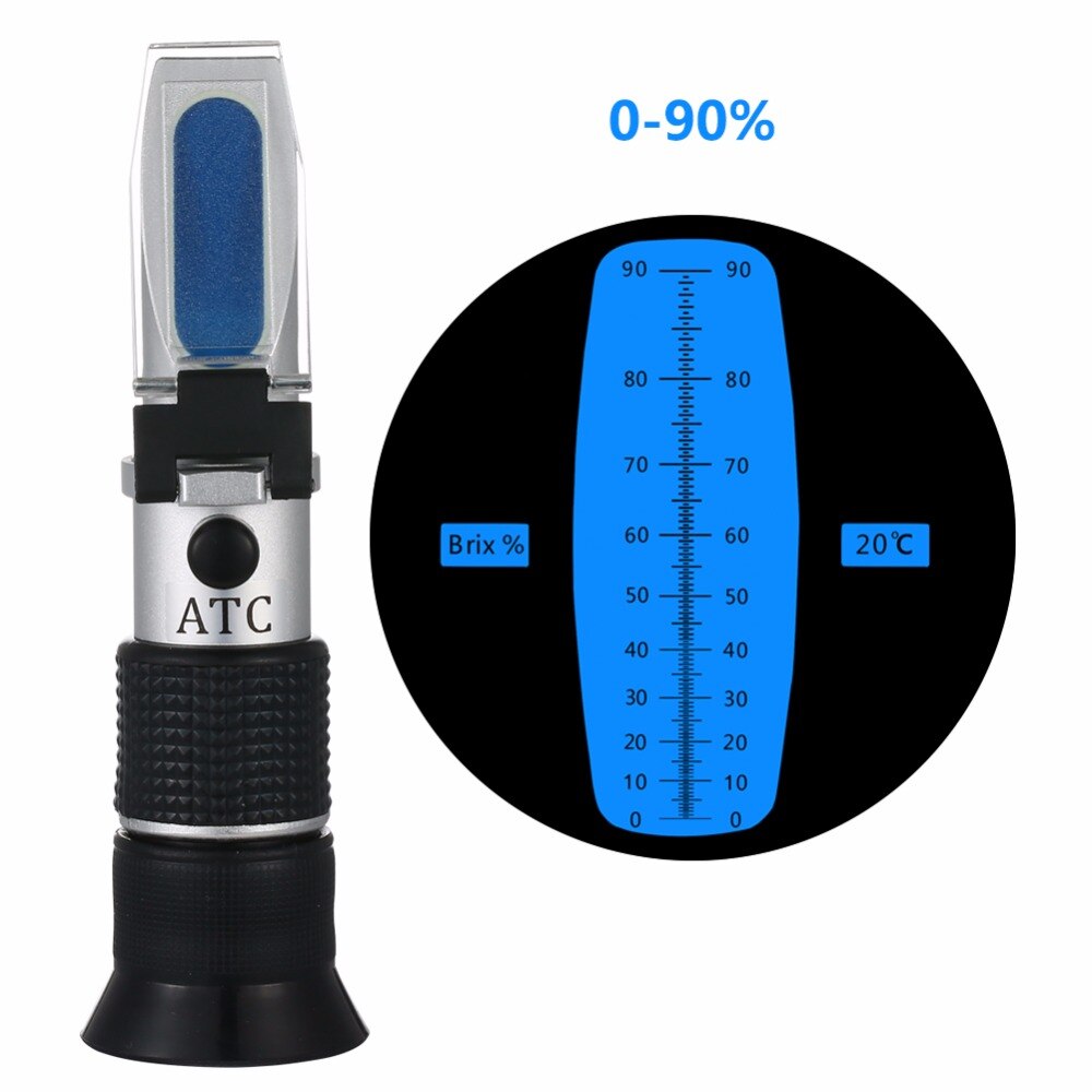 Refractómetro portátil para brix, Refractómetro con contenido de azúcar de miel, herramienta de medición específica, 0-90%