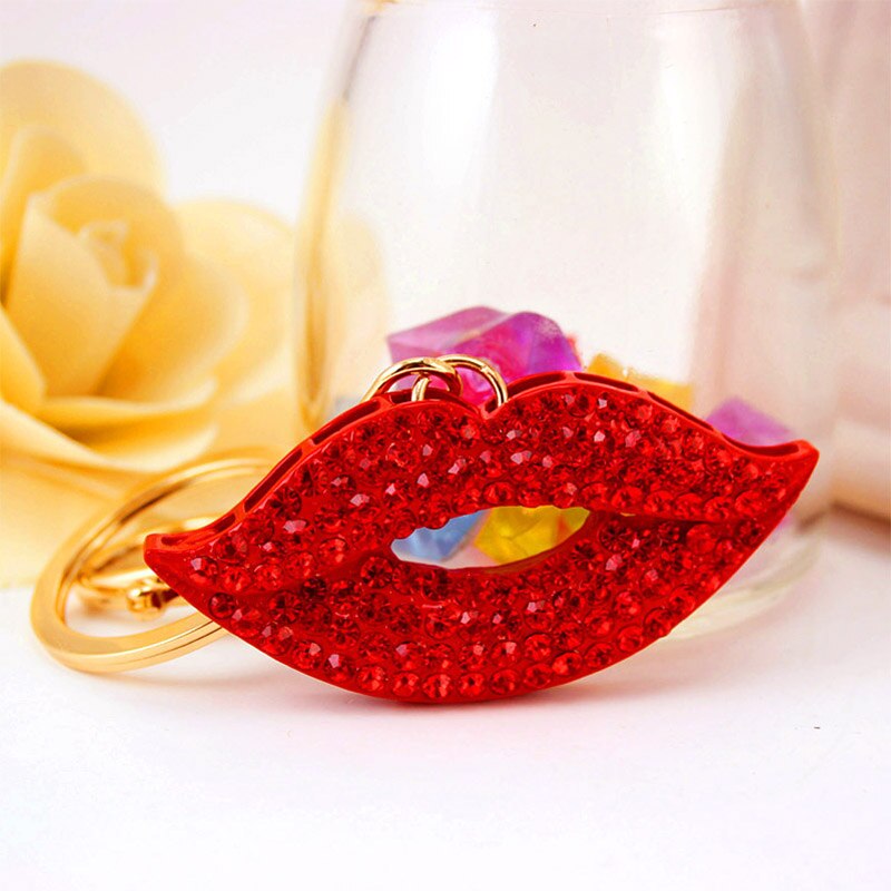 Rode Lippen Sleutelhanger Rhinestone Sleutelhangers Auto Sleutelhanger Meisjes Sexy Lippen Ketting Kleur Hanger Voor Vrouwen Lover 'S