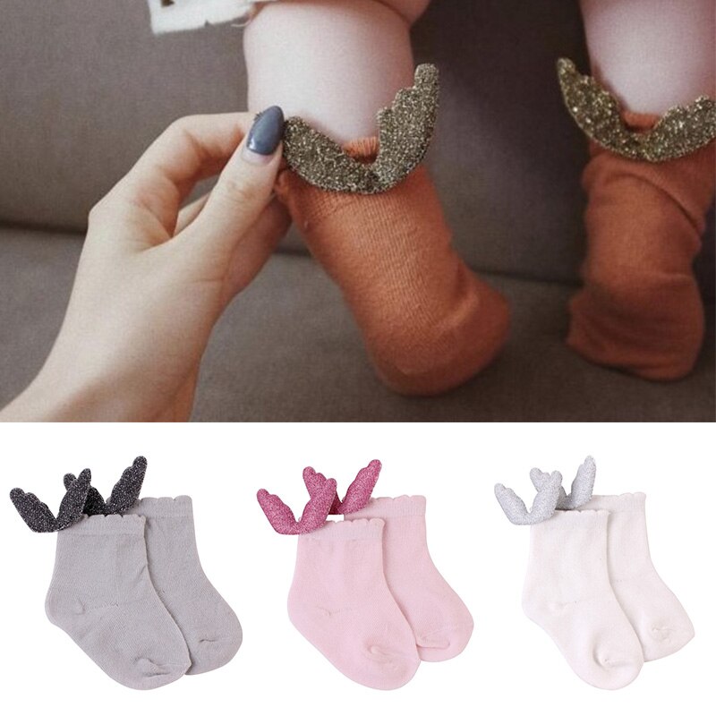 Efterår vinter baby baby pige sokker nyfødte bomulds sokker til børn englevinger baby piger drenge gulv sokker baby 0-2