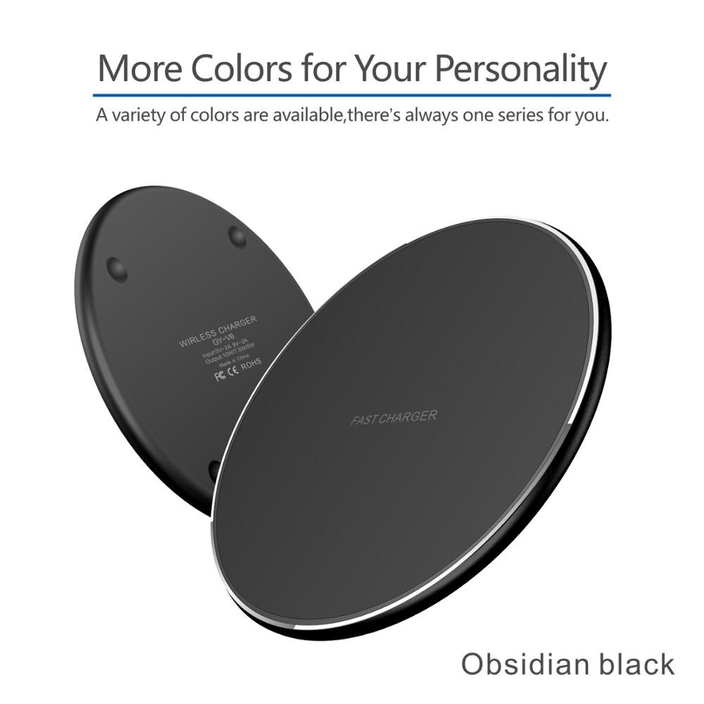 1pc 10W Qi Wireless Charger For iPhone 11 Pro Xs Fast Charging for Samsung Xiaomi Induction Wireless Charging mirror Pad: Frosted Black